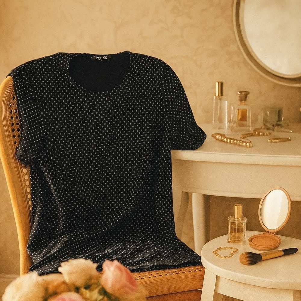 ES-SE Plus Black & White Polka Dot Short Sleeve Top - 2X